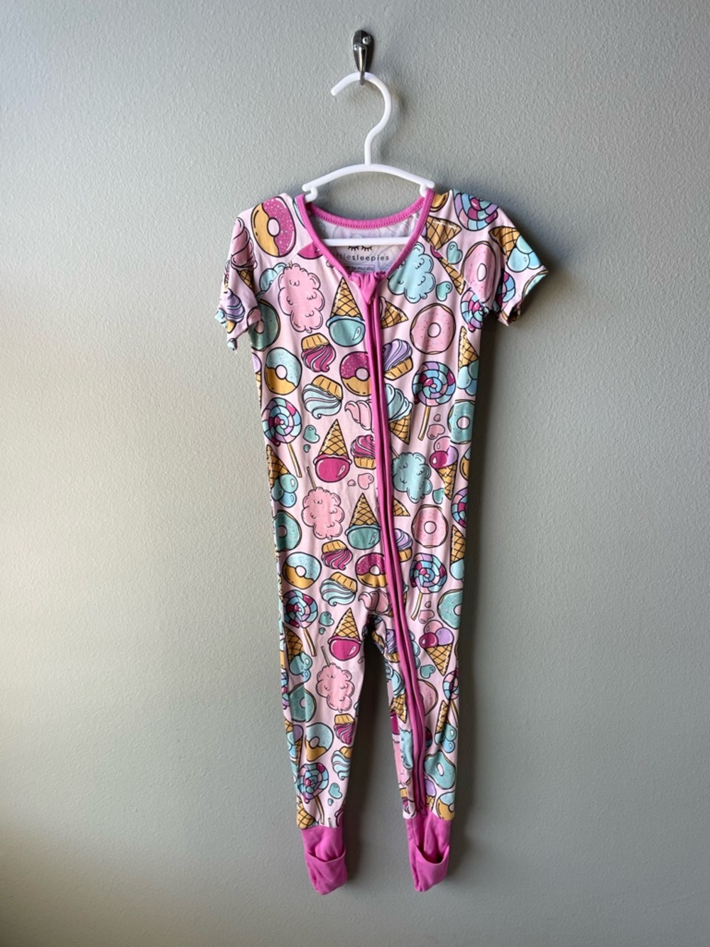 Little Sleepies Pink Sweet Treats Bamboo Zippy Romper